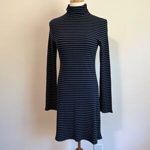 Reformation Striped Blue & White Turtleneck Dress S